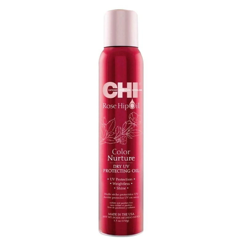 CHI ROSE HIP DRY UV PROTECTING OIL - Сонцезахисний сухий спрей для фарбованого волосся