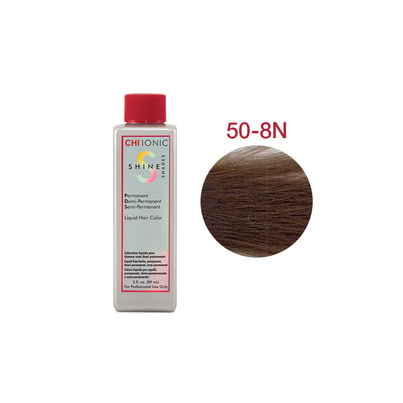 CHI IONIC SHINE SHADES LIQUID COLOR 50-8N - Безаміачна рідка фарба для сивого волосся (середній блонд - натуральний відтінок)