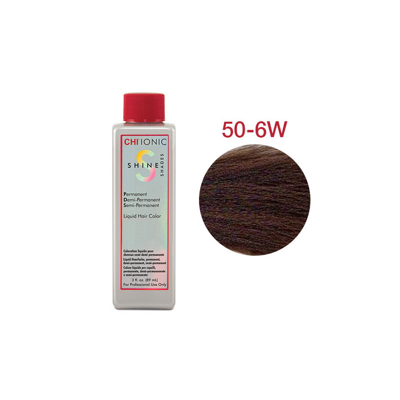 CHI IONIC SHINE SHADES LIQUID COLOR 50-6W - Безаміачна рідка фарба для сивого волосся (світло-коричнева - теплий відтінок)