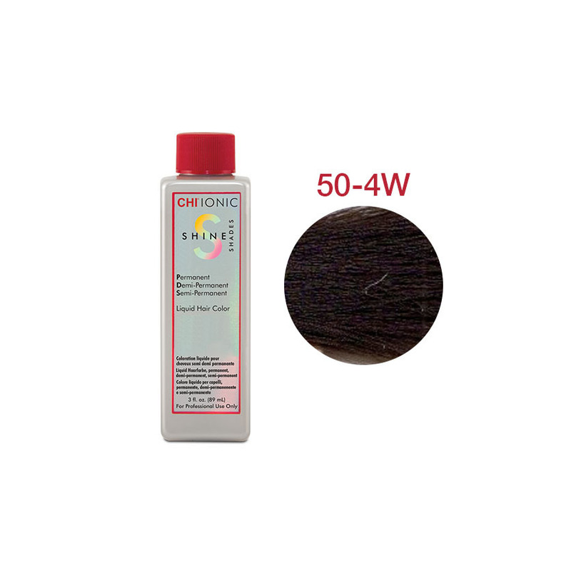 CHI IONIC SHINE SHADES LIQUID COLOR 50-4W - Безаміачна рідка фарба для сивого волосся (темно-коричнева - теплий відтінок)