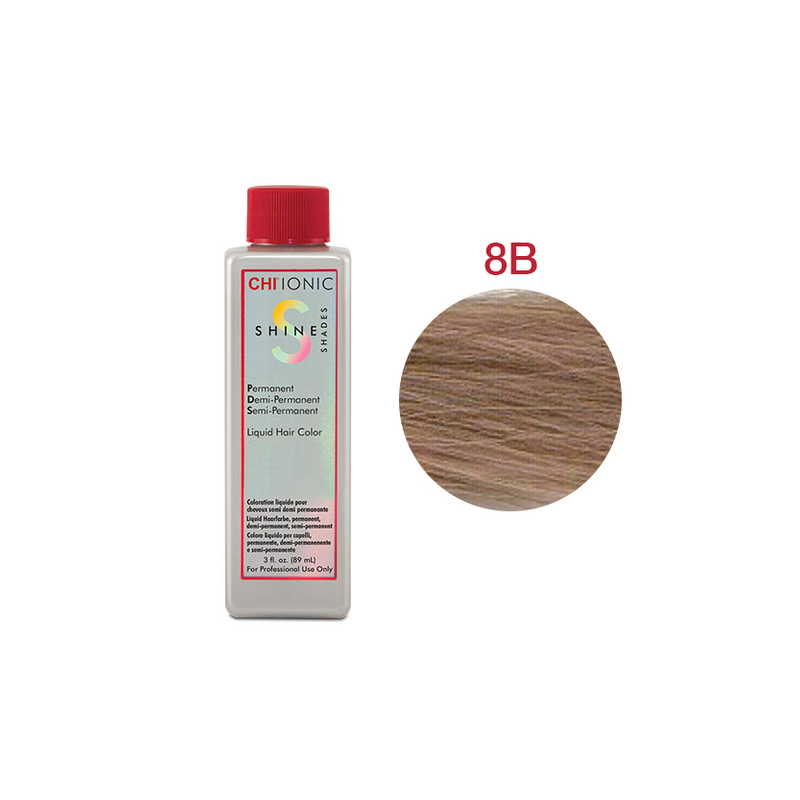 CHI IONIC SHINE SHADES LIQUID COLOR 8B - Безаміачна рідка фарба для волосся (середній блонд - бежевий відтінок)
