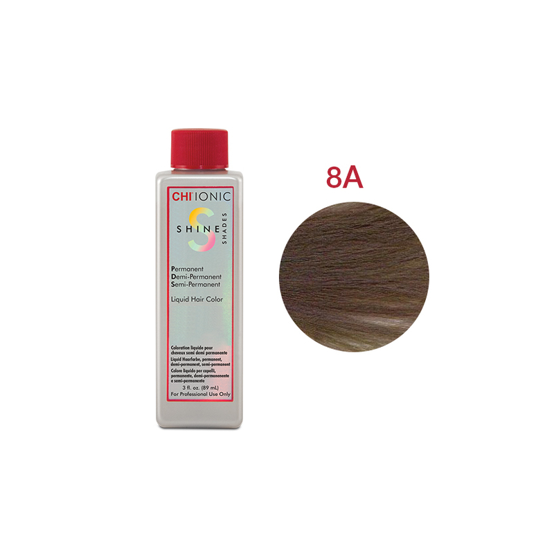 CHI IONIC SHINE SHADES LIQUID COLOR 8A - Безаміачна рідка фарба для волосся (середній блонд - попелястий відтінок)
