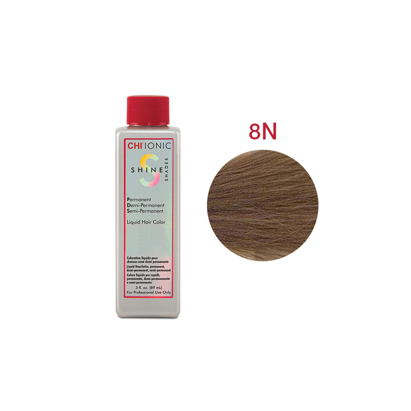 CHI IONIC SHINE SHADES LIQUID COLOR 8N - Безаміачна рідка фарба для волосся (середній блонд - натуральний відтінок)