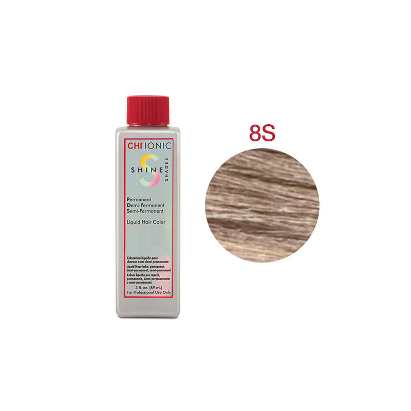 CHI IONIC SHINE SHADES LIQUID COLOR 8S - Безаміачна рідка фарба для волосся (середній блонд - сріблястий відтінок)