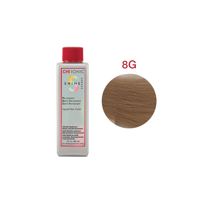 CHI IONIC SHINE SHADES LIQUID COLOR 8G - Безаміачна рідка фарба для волосся (середній блонд - золотавий відтінок)