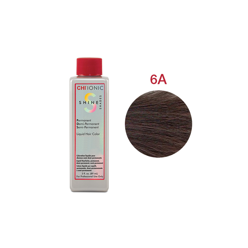 CHI IONIC SHINE SHADES LIQUID COLOR 6A - Безаміачна рідка фарба для волосся (світло-коричнева - попелястий відтінок)