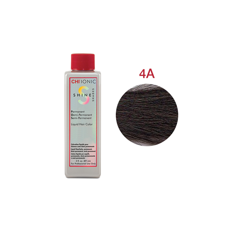 CHI IONIC SHINE SHADES LIQUID COLOR 4A - Безаміачна рідка фарба для волосся (темно-коричнева - попелястий відтінок)